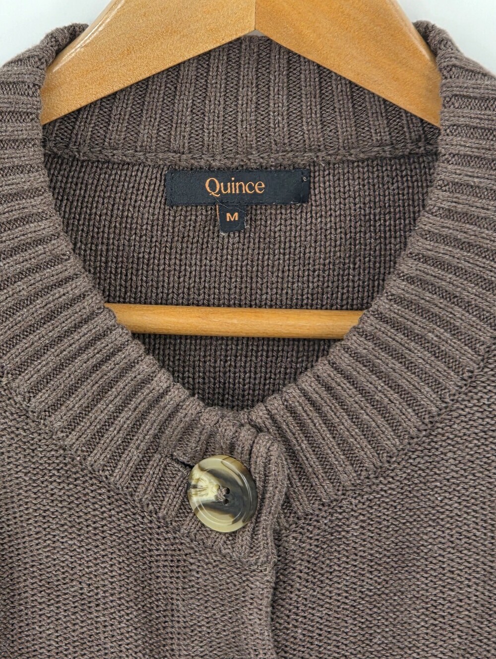 Quince Organic Cotton Cropped Cardigan Sweater Women's Medium M Brown - Picture 5 of 7